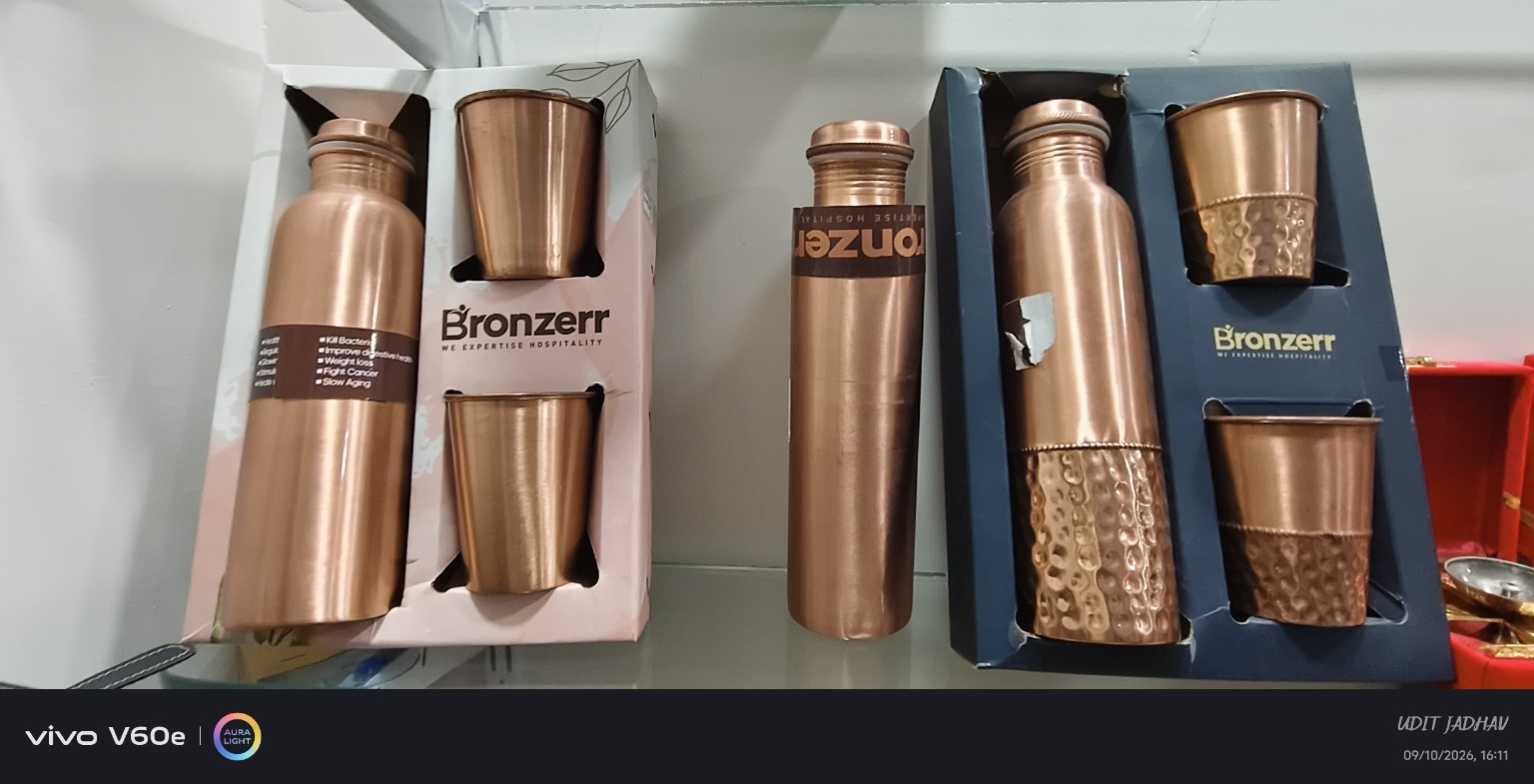 Copper Bottle & Glass Gift Set
